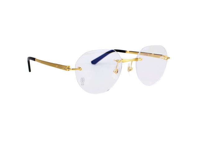 Cartier Cartier CT0408O-001-53 Glasses In Gold-Plate Frame With Mirror Frameless Lenses - view 3