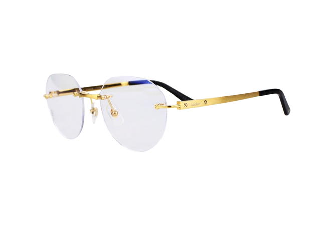 Cartier Cartier CT0408O-001-53 Glasses In Gold-Plate Frame With Mirror Frameless Lenses - view 5