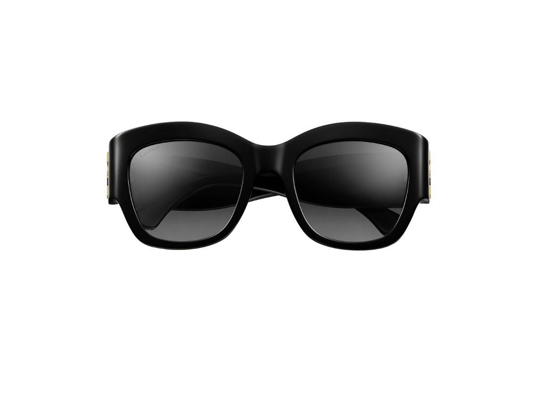Cartier Cartier Double C De Cartier Sunglasses In Black Composite And Black Enamel Logo With Cat Eye Shape And Gradient Gray Lenses