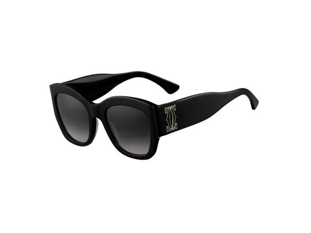 Cartier Cartier Double C De Cartier Sunglasses In Black Composite And Black Enamel Logo With Cat Eye Shape And Gradient Gray Lenses - view 2
