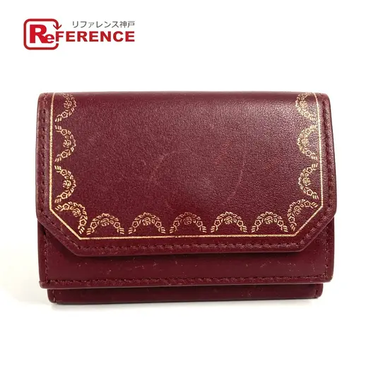 Buy CARTIER Garland de Cartier Wallet Compact Wallet Trifold wallet Leather wine-red at Sasom – Authentic and Ready to Ship