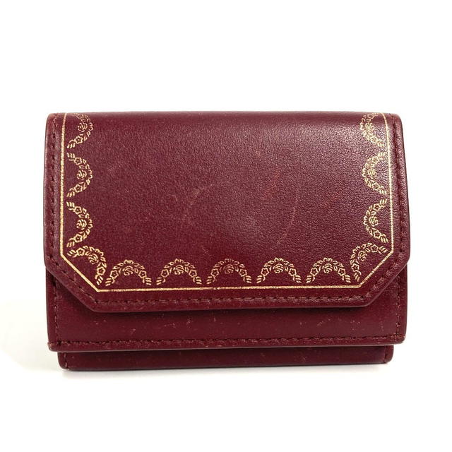 Cartier CARTIER Garland de Cartier Wallet Compact Wallet Trifold wallet Leather wine-red - view 2