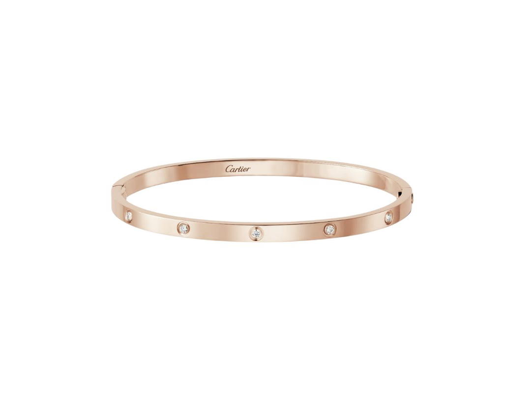 Cartier Cartier Love Bracelet Small Model In 18K Rose Gold With10 Diamonds
