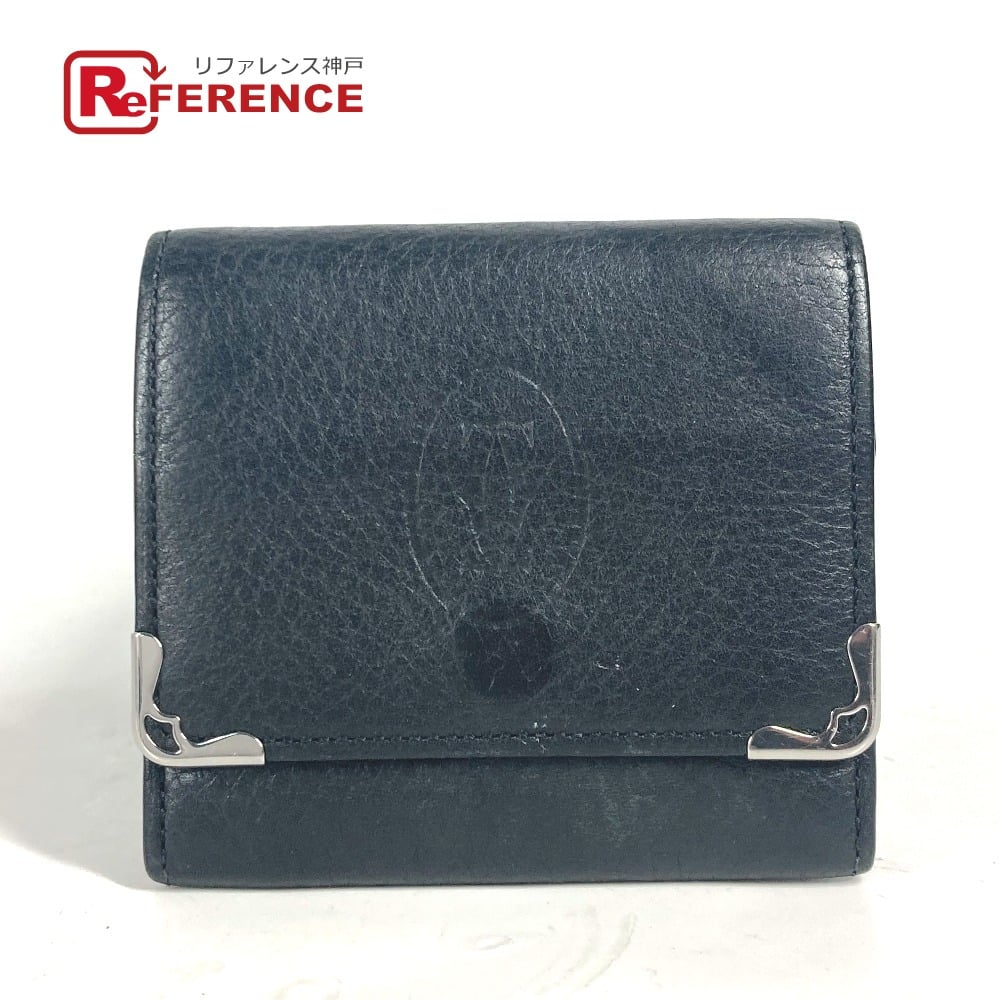 Cartier CARTIER Must de Line logo Wallet Coin Compartment coin purse Leather Black