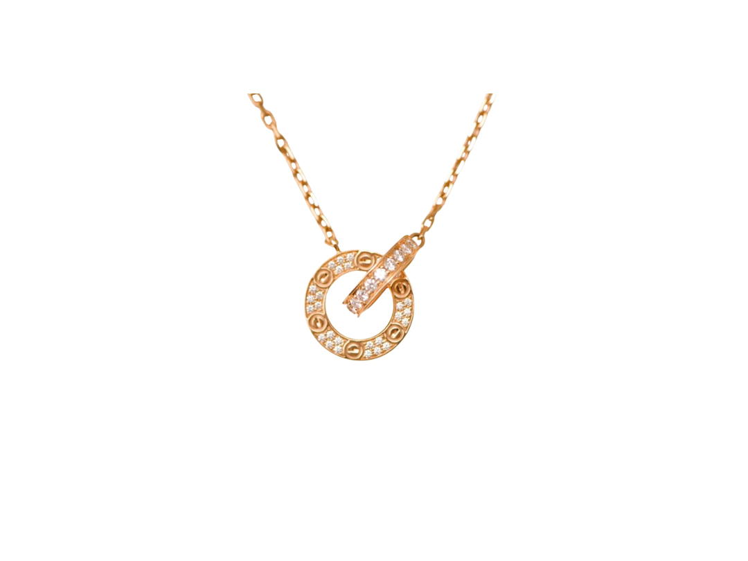 Cartier Cartier Love Necklace Pave Diamond Rose Gold