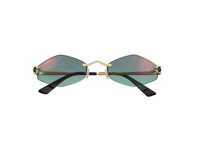 Cartier Cartier Panthère De Cartier Sunglasses In Rimless Metal With A Smooth Golden Finish And Almond Shape And Graduated Green Lenses - view 1