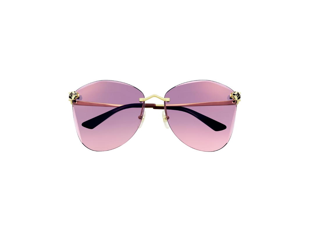 Cartier Cartier Panthère De Cartier Sunglasses In Smooth Golden Finish With Pink-Purple Lenses