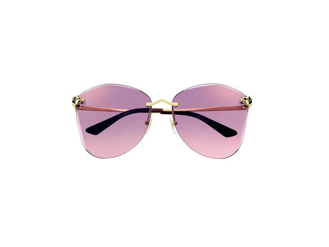 Cartier Cartier Panthère De Cartier Sunglasses In Smooth Golden Finish With Pink-Purple Lenses - view 1