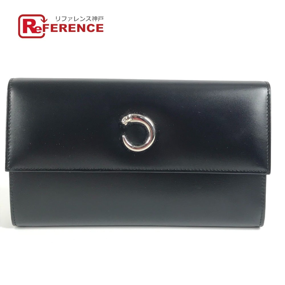Cartier CARTIER PANTHERE 2-fold long wallet Long Wallet Leather Black/SilverHardware