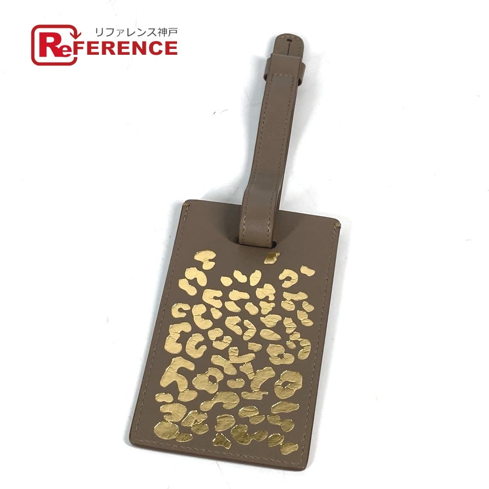 Cartier CARTIER PANTHERE Leopard Charm Key Holder Name tag Leather Beige Unused