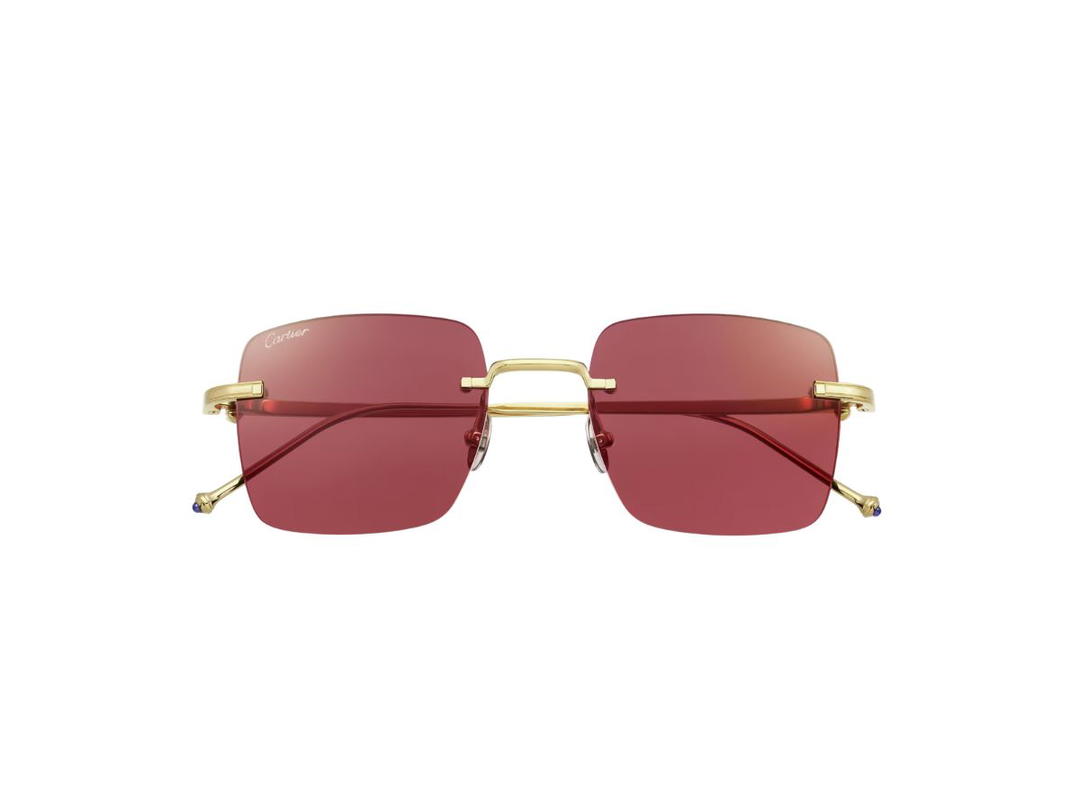 Cartier Cartier Pasha De Cartier Sunglasses In Smooth Golden-Finish Titanium And Square Shape And Burgundy Lenses