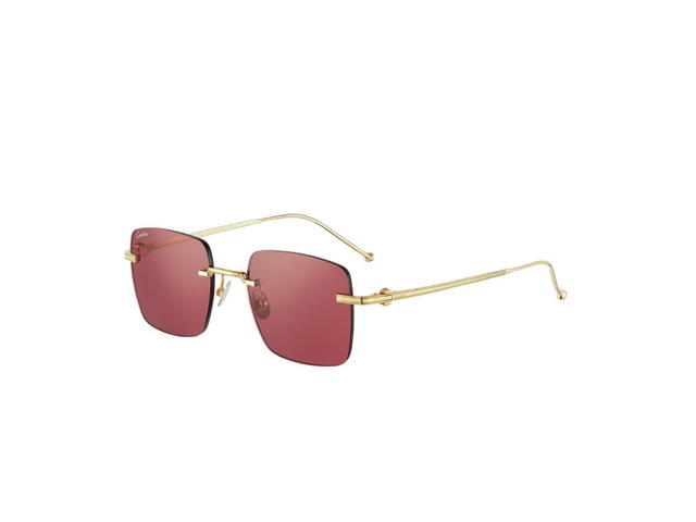 Cartier Cartier Pasha De Cartier Sunglasses In Smooth Golden-Finish Titanium And Square Shape And Burgundy Lenses - view 2