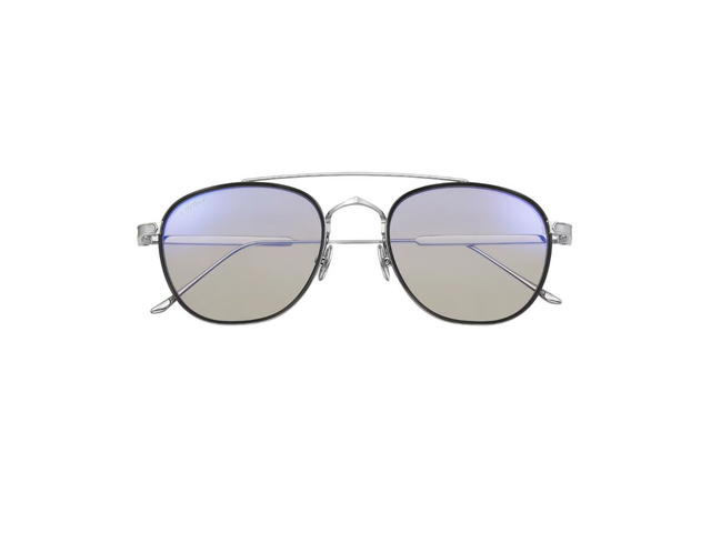 Cartier Cartier Signature C De Cartier Sunglasses In Gray Composite And Smooth Platinum-Finish Titanium With Pilot Shape, Blue Photochromic And Anti-Blue Light Lenses - view 1