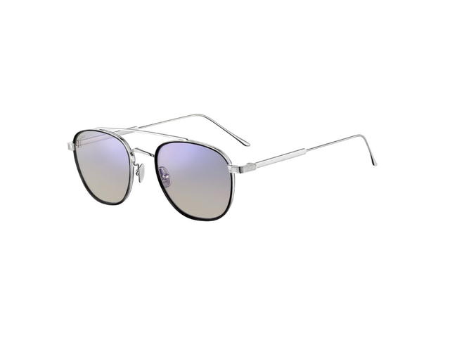 Cartier Cartier Signature C De Cartier Sunglasses In Gray Composite And Smooth Platinum-Finish Titanium With Pilot Shape, Blue Photochromic And Anti-Blue Light Lenses - view 2