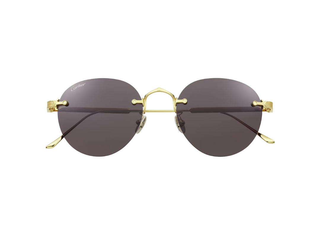 Cartier Cartier Signature C De Cartier Sunglasses In Smooth Golden-Finish Titanium With Gray Lenses