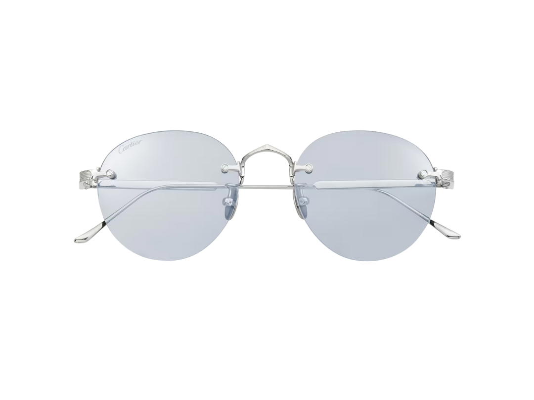 Cartier Cartier Signature C De Cartier Sunglasses In Smooth Platinum-Finish Titanium With Blue Photochromic Lenses
