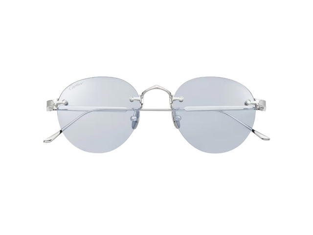 Cartier Cartier Signature C De Cartier Sunglasses In Smooth Platinum-Finish Titanium With Blue Photochromic Lenses - view 1
