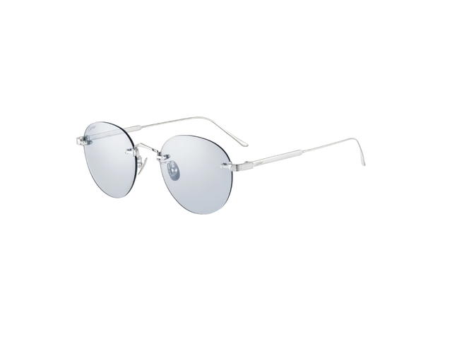 Cartier Cartier Signature C De Cartier Sunglasses In Smooth Platinum-Finish Titanium With Blue Photochromic Lenses - view 2