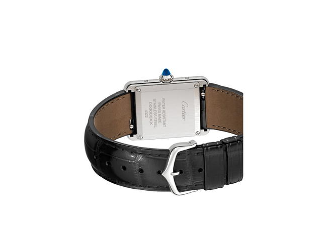 Cartier Cartier Tank Must De Cartier Watch Small Model In Steel Case With Black Lacquered Dial And Shiny Black Alligator-Skin Strap - view 2