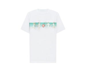 Buy Casablanca Playful Stripes White T-Shirt With Print at Sasom – Authentic and Ready to Ship