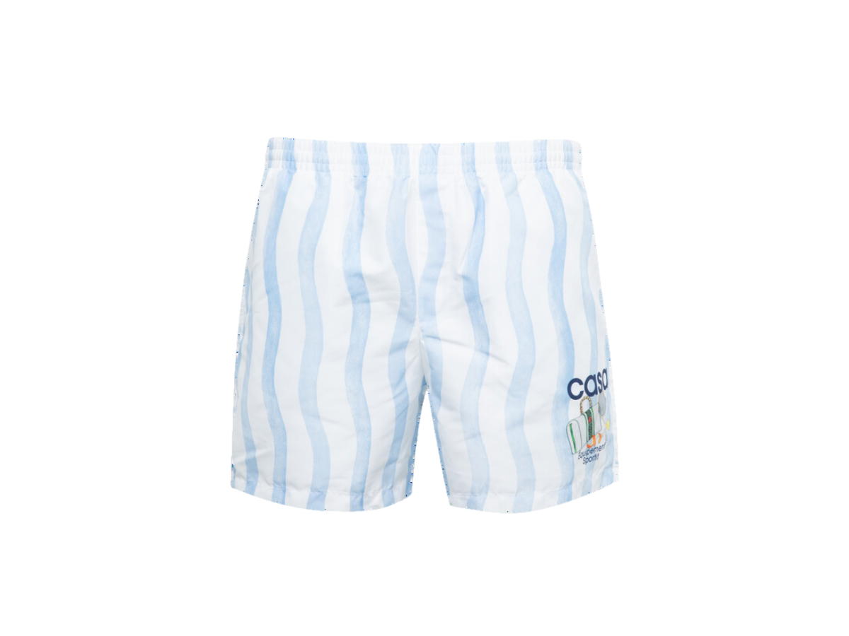 Casablanca Casablanca CB MEN Mens Printed Swimshorts BLUE WAVE STRIPE