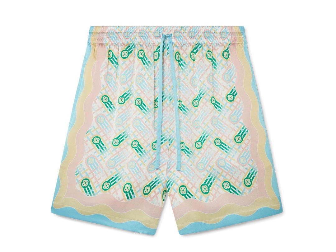 CASABLANCA CASABLANCA CB MEN Silk Shorts With Drawstrings PING PONG PRINT