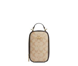 Buy Coach Eva Phone Crossbody Blocked Signature Canvas Light Khaki Brown at Sasom – Authentic and Ready to Ship