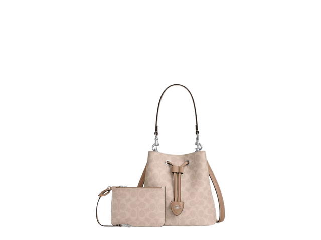 Coach Coach Rowan Bucket Bag In Signature Canvas Sand Taupe - view 2