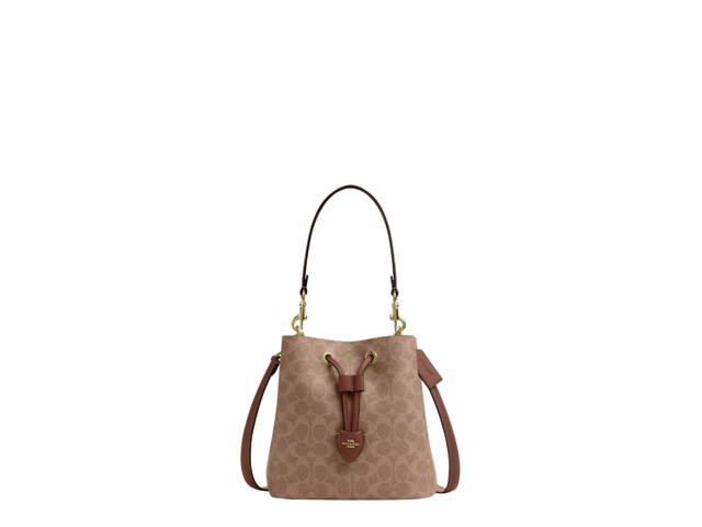 Coach Coach Rowan Bucket Bag In Signature Canvas Tan Brown - view 1