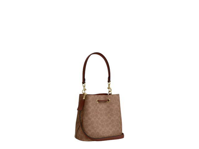 Coach Coach Rowan Bucket Bag In Signature Canvas Tan Brown - view 3