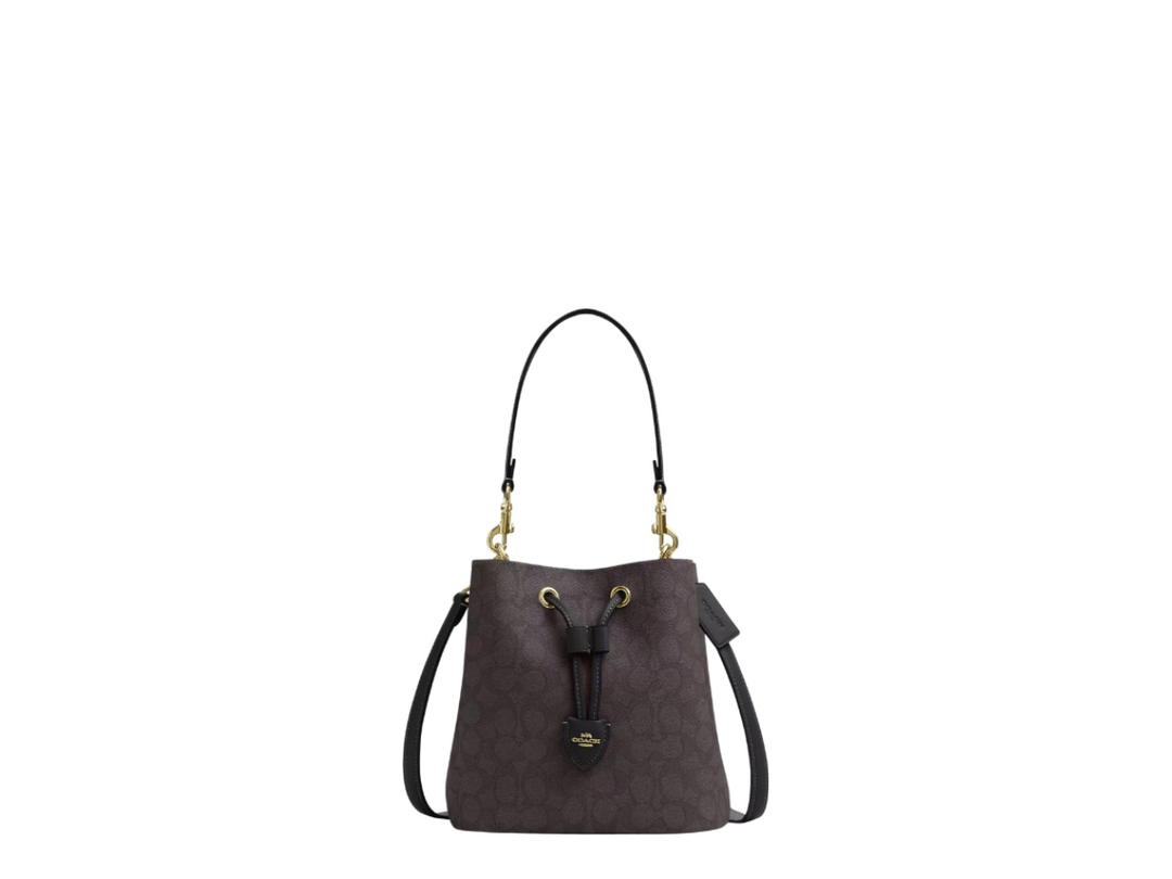 Coach Coach Rowan Bucket Bag In Signature Canvas Walnut Black