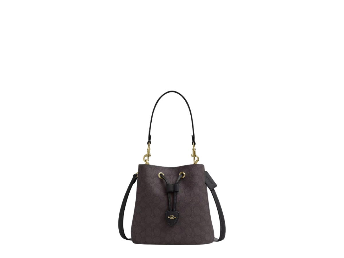 Coach Coach Rowan Bucket Bag In Signature Canvas Walnut Black