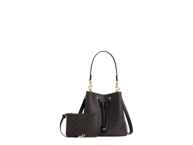 Coach Coach Rowan Bucket Bag In Signature Canvas Walnut Black - view 2
