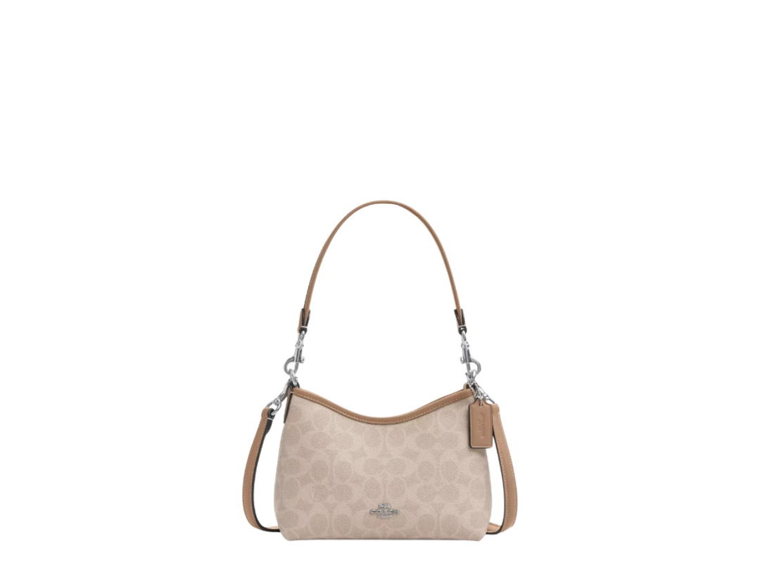 Coach Coach Laurel Small Shoulder Bag In Signature Canvas Sand Taupe