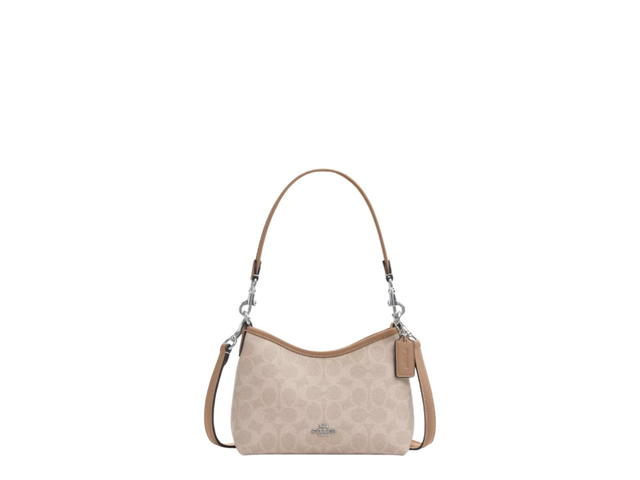 Coach Coach Laurel Small Shoulder Bag In Signature Canvas Sand Taupe - view 1