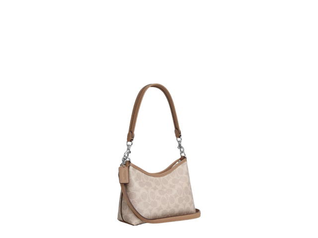Coach Coach Laurel Small Shoulder Bag In Signature Canvas Sand Taupe - view 2