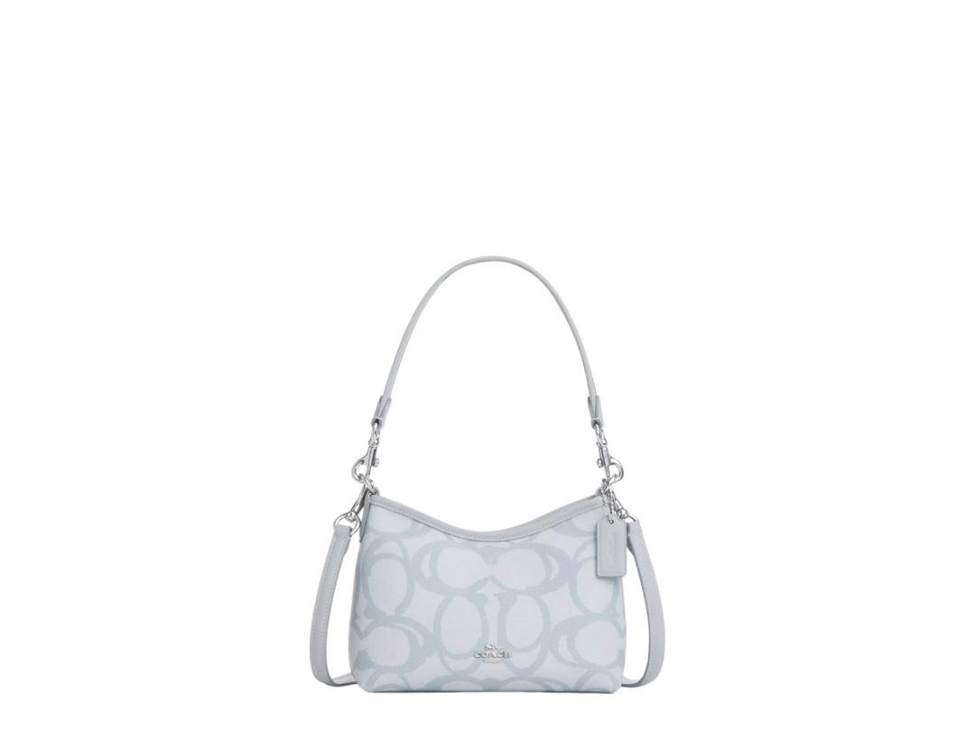 Coach Coach Laurel Small Shoulder Bag In Sketch Signature Canvas Ice Blue