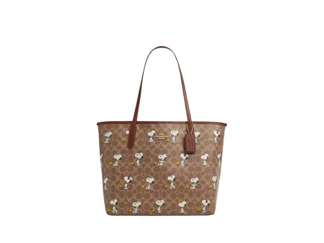 Coach Coach X Peanuts City Tote Bag In Signature Canvas With Snoopy Print Im - view 1