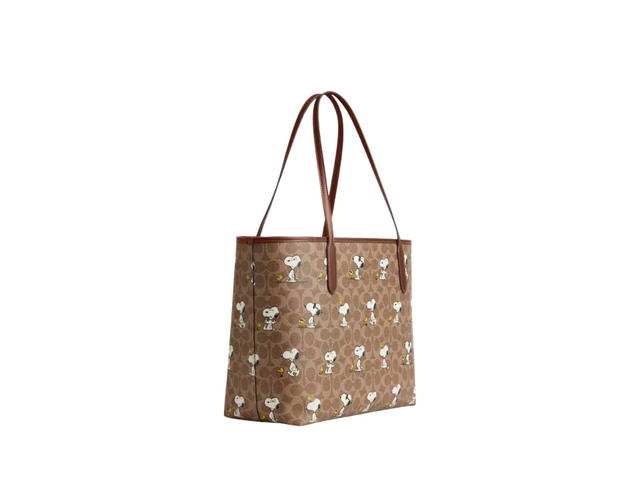 Coach Coach X Peanuts City Tote Bag In Signature Canvas With Snoopy Print Im - view 2