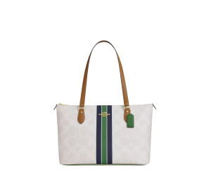 Buy Coach Gallery Tote Bag In Signature Canvas With Stripe Print Chalk at Sasom – Authentic and Ready to Ship