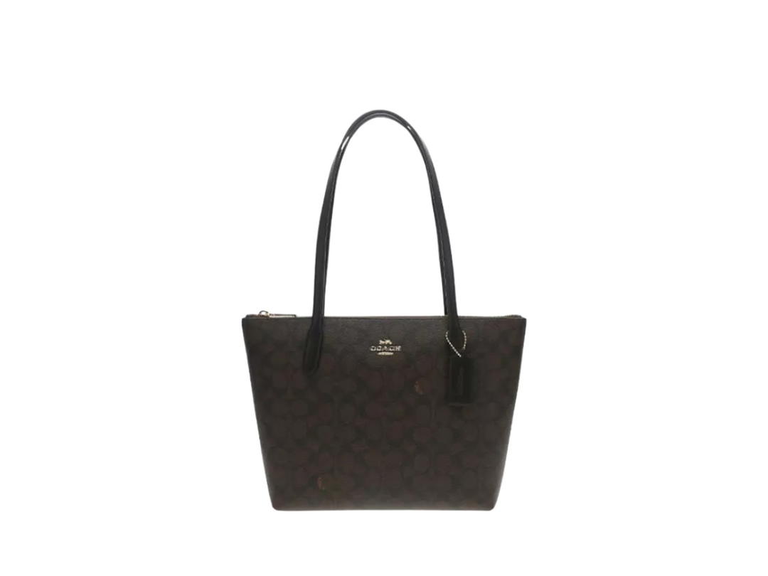 Coach Coach Fiona Zip Tote Bag Walnut Wood Black