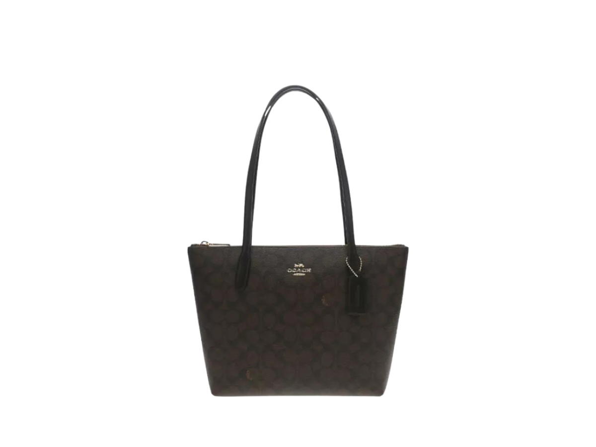 Coach Coach Fiona Zip Tote Bag Walnut Wood Black
