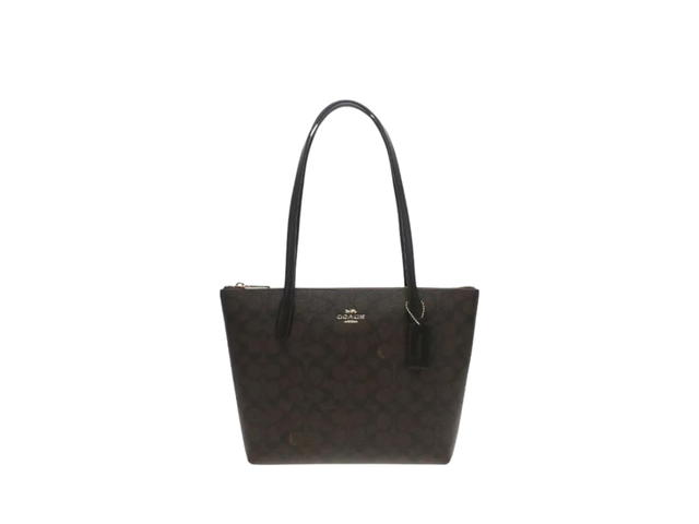 Coach Coach Fiona Zip Tote Bag Walnut Wood Black - view 1