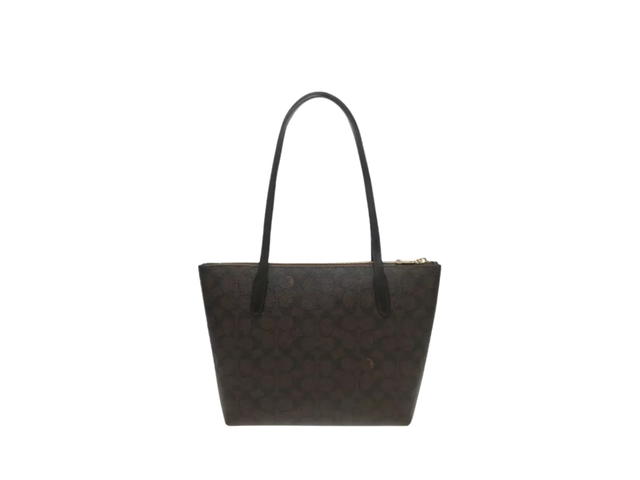 Coach Coach Fiona Zip Tote Bag Walnut Wood Black - view 2