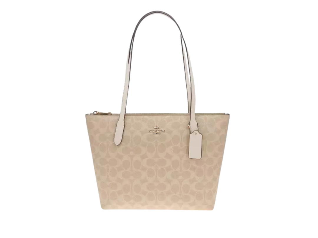 Coach Coach Fiona Zip Tote Bag Sand Chalk White