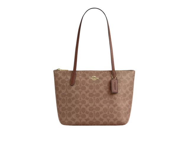 Coach Coach Fiona Zip Tote Bag Tan Brown - view 1