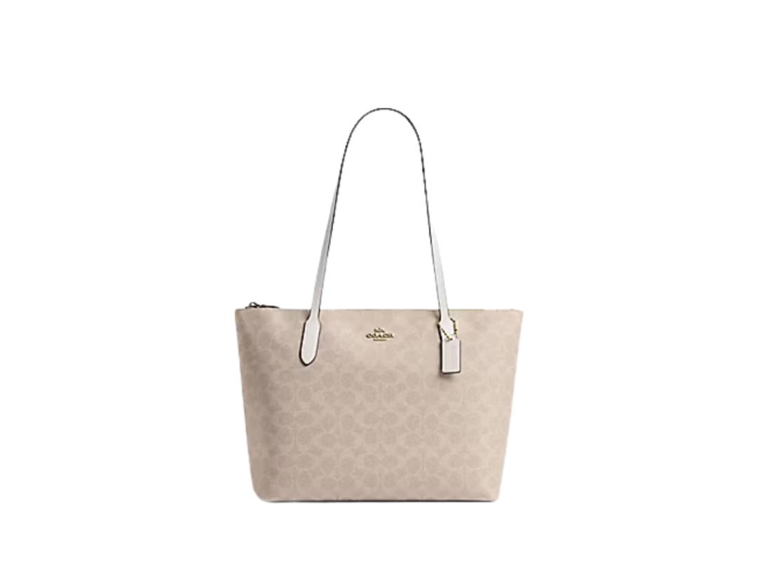 Coach Coach Zip Top Tote Bag Sand Chalk