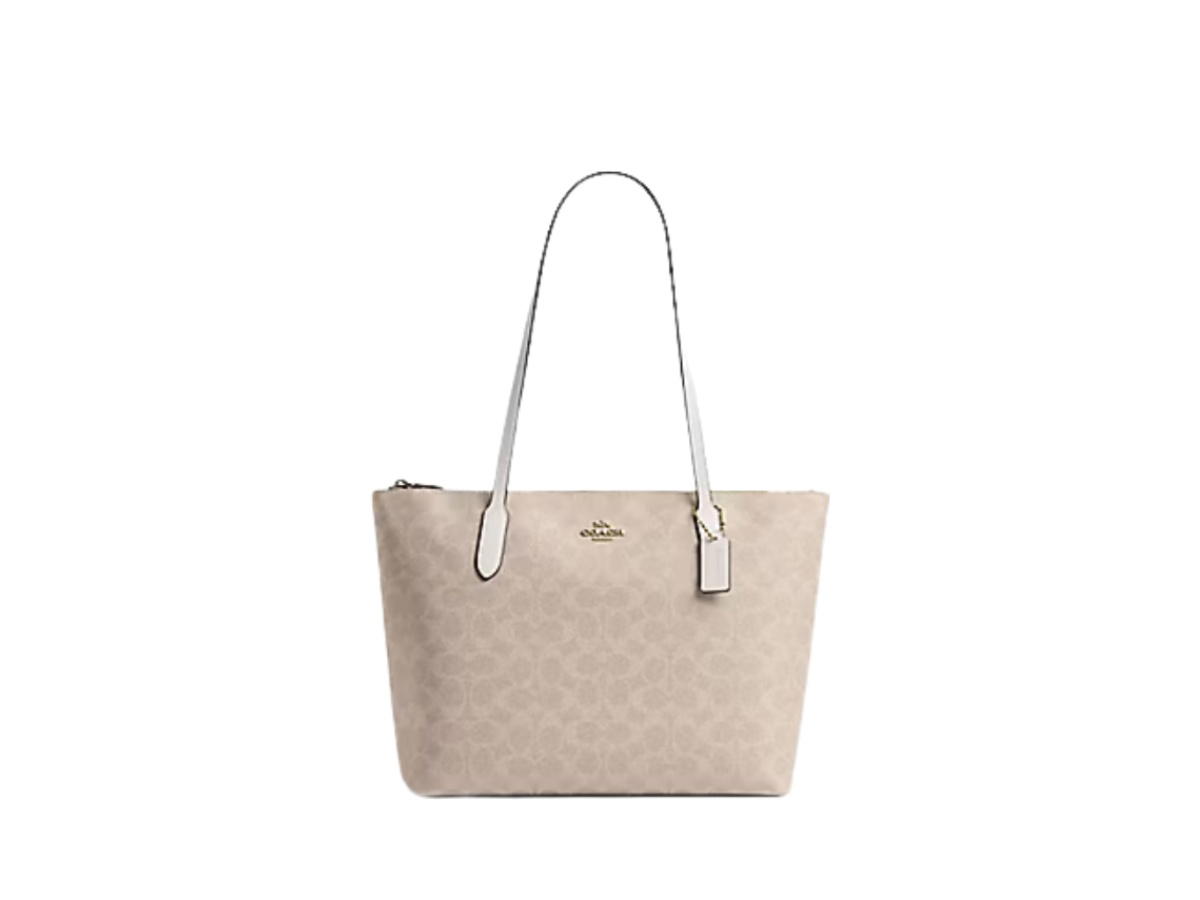 Coach Coach Zip Top Tote Bag Sand Chalk