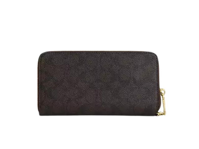 Coach Coach Long Zip Around Wallet With Detachable Card Case In Signature Canvas Walnut Black - view 2
