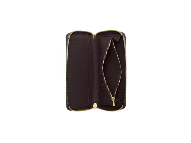 Coach Coach Long Zip Around Wallet With Detachable Card Case In Signature Canvas Walnut Black - view 4